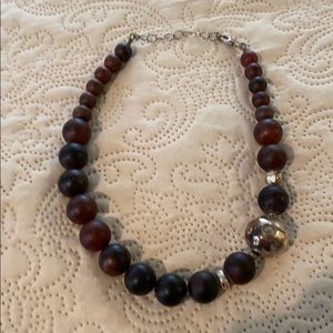 Silpada wood and silver statement necklace